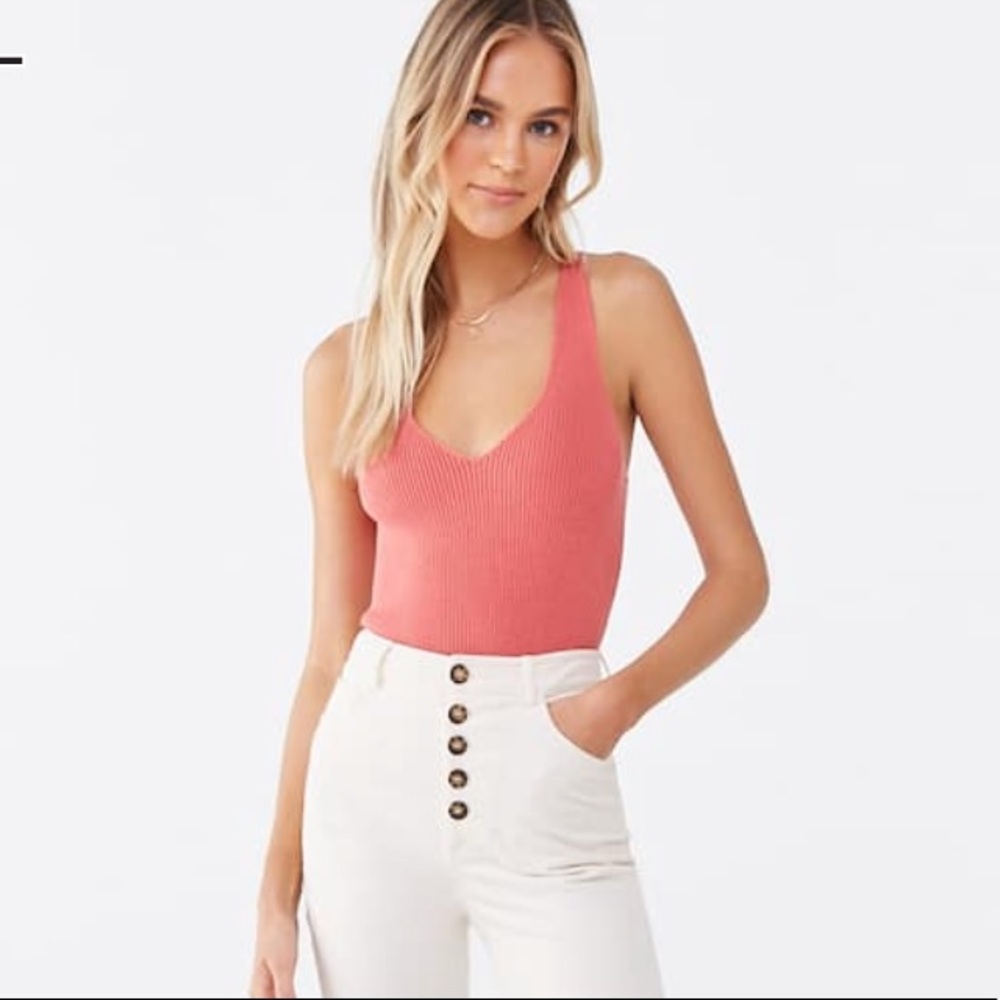 Crop V- Neck Ribbed Cami
